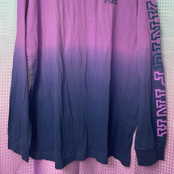NWT VS PINK L/XL purple blue ombré long sleeve campus tee - Picture 2 of 4